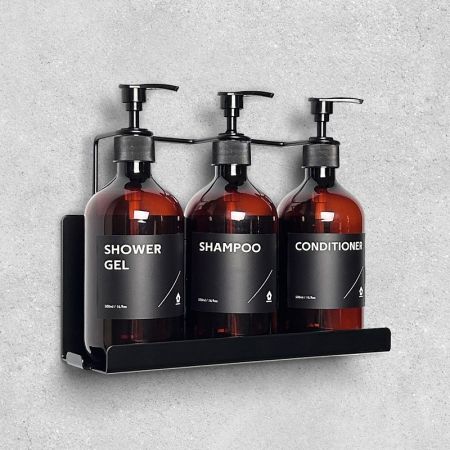 Triple Wall Fixture Bottle Holder Shelf For Hotel Supply - Triple bottle holder in shower room